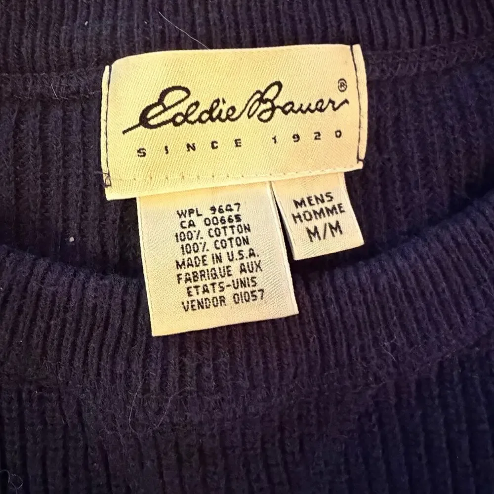 Eddie Bauer Men’s Vintage Y2K Navy Sweater Size Medium - Picture 4 of 5